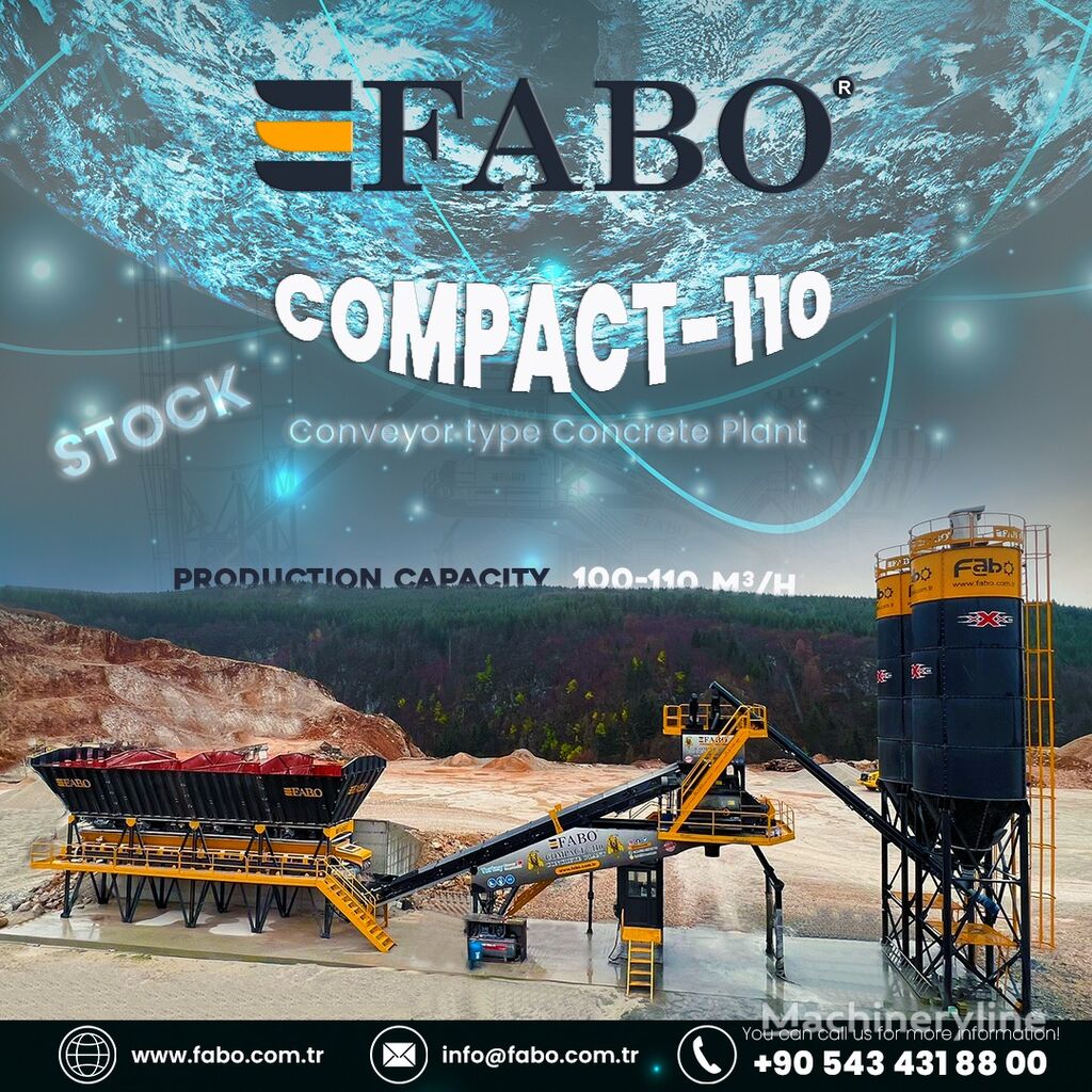 central de betão FABO  COMPACT-110 CONCRETE PLANT | CONVEYOR TYPE novo
