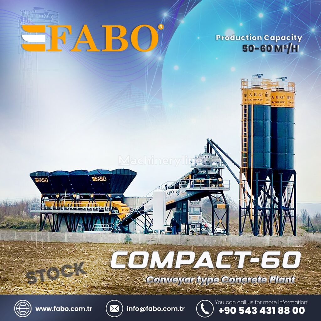 central de betão FABO SKIP SYSTEM CONCRETE BATCHING PLANT | 60m3/h Capacity | STOCK novo